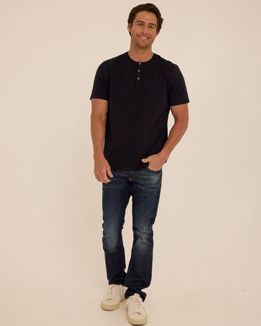 Shayne Essential Jersey 3-Button Henley Mens Tops Tshirt Short Henley Threads 4 Thought 