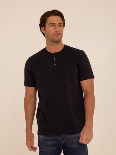 Shayne Essential Jersey 3-Button Henley Mens Tops Tshirt Short Henley Threads 4 Thought 