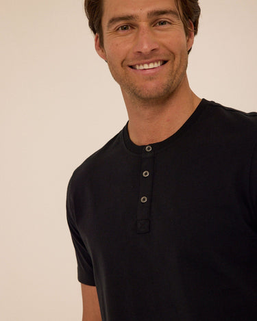 Shayne Essential Jersey 3-Button Henley Mens Tops Tshirt Short Henley Threads 4 Thought 