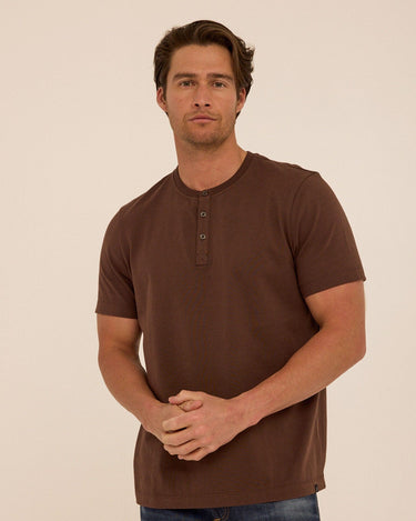 Shayne Essential Jersey 3-Button Henley Mens Tops Tshirt Short Henley Threads 4 Thought 