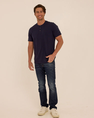 Shayne Essential Jersey 3-Button Henley Mens Tops Tshirt Short Henley Threads 4 Thought 