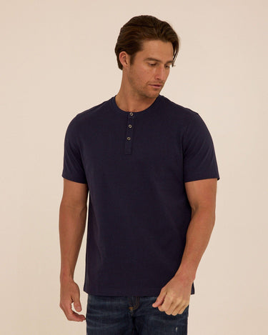 Shayne Essential Jersey 3-Button Henley Mens Tops Tshirt Short Henley Threads 4 Thought 