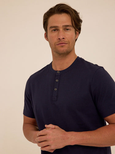 Shayne Essential Jersey 3-Button Henley Mens Tops Tshirt Short Henley Threads 4 Thought 