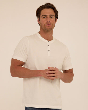 Shayne Essential Jersey 3-Button Henley Mens Tops Tshirt Short Henley Threads 4 Thought 