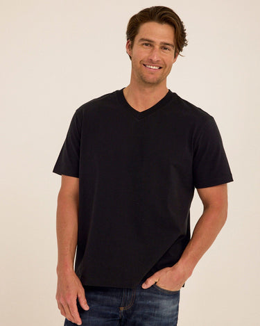 Roger Organic Cotton Relaxed V-Neck Tee Mens Tops Tshirt Short Threads 4 Thought 