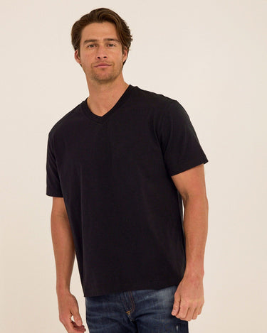 Roger Organic Cotton Relaxed V-Neck Tee Mens Tops Tshirt Short Threads 4 Thought 