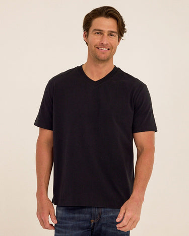 Roger Organic Cotton Relaxed V-Neck Tee Mens Tops Tshirt Short Threads 4 Thought 