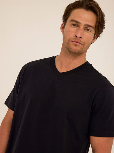 Roger Organic Cotton Relaxed V-Neck Tee Mens Tops Tshirt Short Threads 4 Thought 