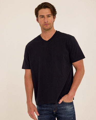 Roger Organic Cotton Relaxed V-Neck Tee Mens Tops Tshirt Short Threads 4 Thought 