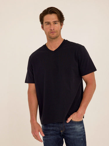 Roger Organic Cotton Relaxed V-Neck Tee Mens Tops Tshirt Short Threads 4 Thought 