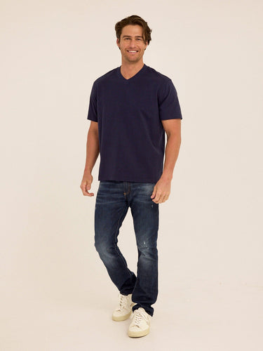 Roger Organic Cotton Relaxed V-Neck Tee Mens Tops Tshirt Short Threads 4 Thought 