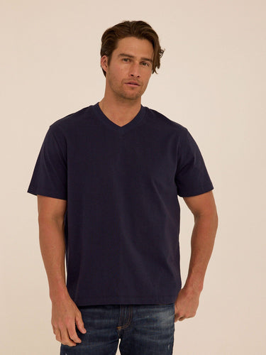 Roger Essential Jersey Relaxed V-Neck Tee Mens Tops Tshirt Short Threads 4 Thought 