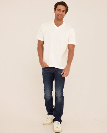 Roger Organic Cotton Relaxed V-Neck Tee Mens Tops Tshirt Short Threads 4 Thought 