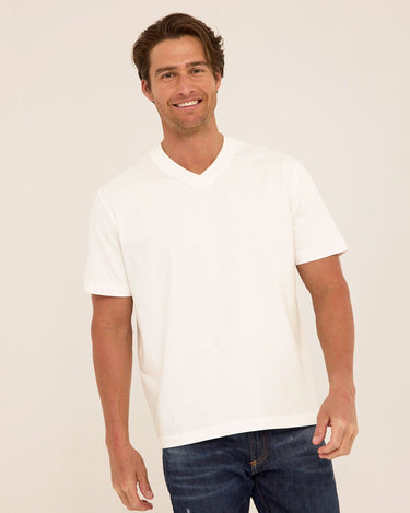 Roger Organic Cotton Relaxed V-Neck Tee Mens Tops Tshirt Short Threads 4 Thought 