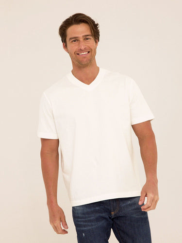 Roger Organic Cotton Relaxed V-Neck Tee Mens Tops Tshirt Short Threads 4 Thought 