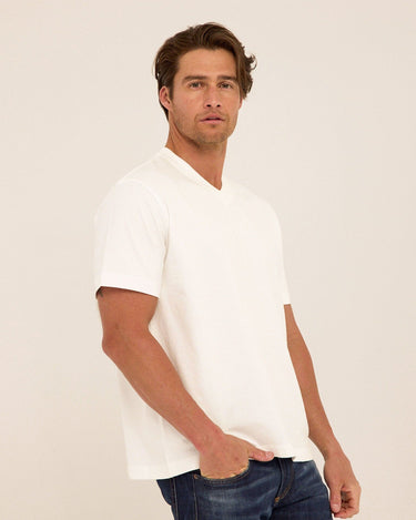 Roger Organic Cotton Relaxed V-Neck Tee Mens Tops Tshirt Short Threads 4 Thought 