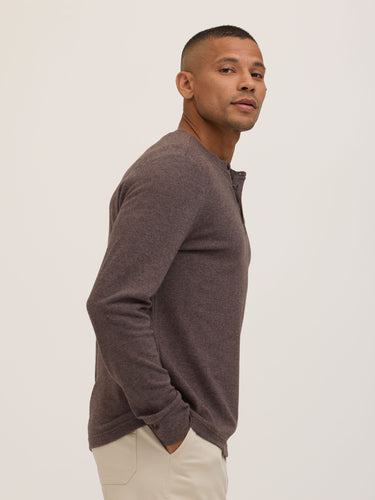 Elias Brushed Jacquard Long Sleeve Henley Mens Tops Tshirt Long Henley Threads 4 Thought 