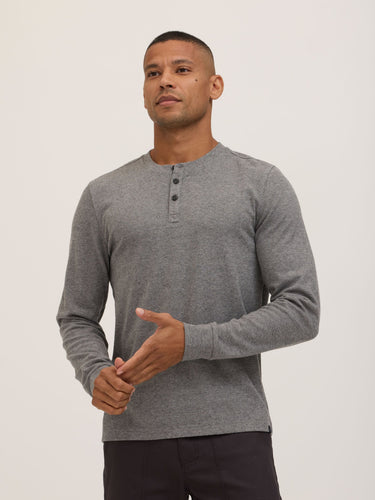 Elias Brushed Jacquard Long Sleeve Henley Mens Tops Tshirt Long Henley Threads 4 Thought 