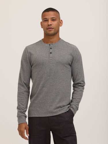 Elias Brushed Jacquard Long Sleeve Henley Mens Tops Tshirt Long Henley Threads 4 Thought 