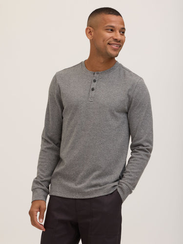 Elias Brushed Jacquard Long Sleeve Henley Mens Tops Tshirt Long Henley Threads 4 Thought 