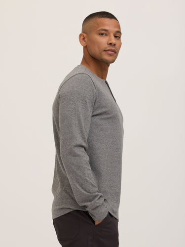 Elias Brushed Jacquard Long Sleeve Henley Mens Tops Tshirt Long Henley Threads 4 Thought 