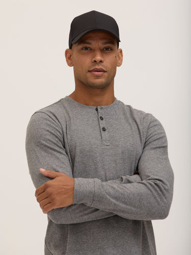 Elias Brushed Jacquard Long Sleeve Henley Mens Tops Tshirt Long Henley Threads 4 Thought 
