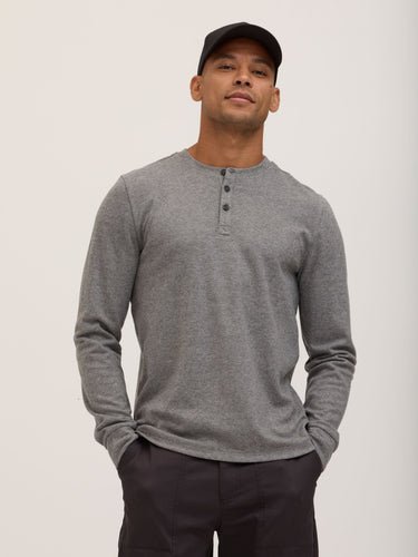 Elias Brushed Jacquard Long Sleeve Henley Mens Tops Tshirt Long Henley Threads 4 Thought 
