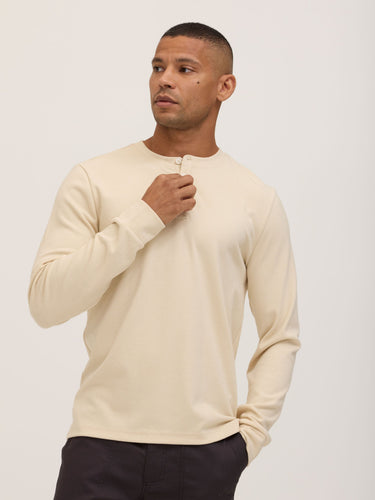 Elias Brushed Jacquard Long Sleeve Henley Mens Tops Tshirt Long Henley Threads 4 Thought 