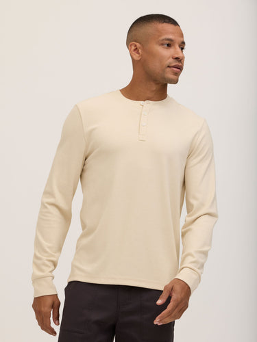 Elias Brushed Jacquard Long Sleeve Henley Mens Tops Tshirt Long Henley Threads 4 Thought 