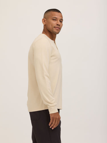 Elias Brushed Jacquard Long Sleeve Henley Mens Tops Tshirt Long Henley Threads 4 Thought 