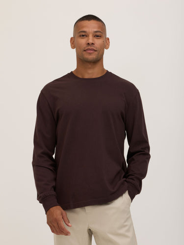 Bowery Essential Cotton Jersey Relaxed Fit Long Sleeve Tee Mens Tops Tshirt Long Threads 4 Thought 