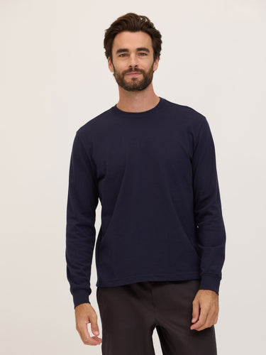 Bowery Essential Cotton Jersey Relaxed Fit Long Sleeve Tee Mens Tops Tshirt Long Threads 4 Thought 