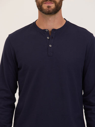 Doug Essential Jersey Long Sleeve 3-Button Henley Mens Tops Tshirt Long Henley Threads 4 Thought 