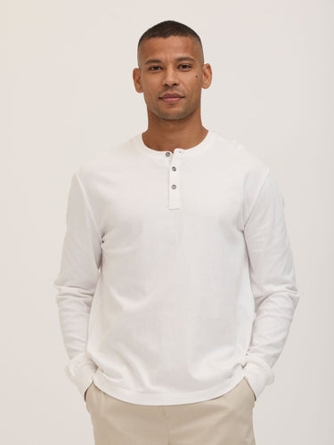 Doug Essential Jersey Long Sleeve 3-Button Henley Mens Tops Tshirt Long Henley Threads 4 Thought 