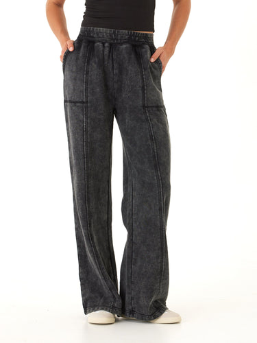 Hester Mineral Wash Terry Wide Leg Pant Womens Bottoms Sweatpants Threads 4 Thought 
