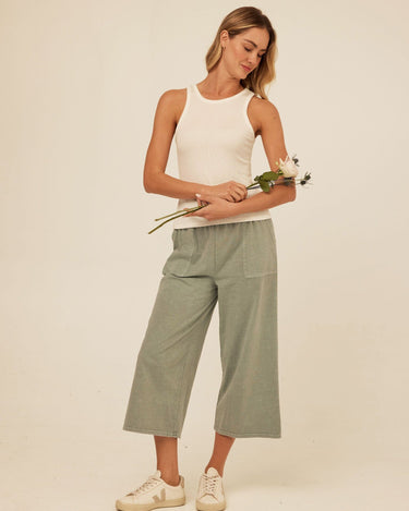 Alva Mineral Wash Eco Jersey Wide Leg Capri Pant Threads 4 Thought 