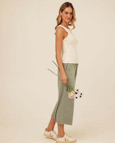 Alva Mineral Wash Eco Jersey Wide Leg Capri Pant Threads 4 Thought 