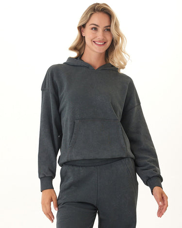 Tanya Mineral Wash Cotton Terry Pullover Hoodie Womens Outerwear Sweatshirt Threads 4 Thought 
