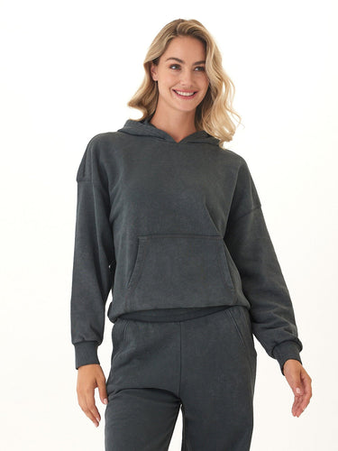 Tanya Mineral Wash Cotton Terry Pullover Hoodie Womens Outerwear Sweatshirt Threads 4 Thought 