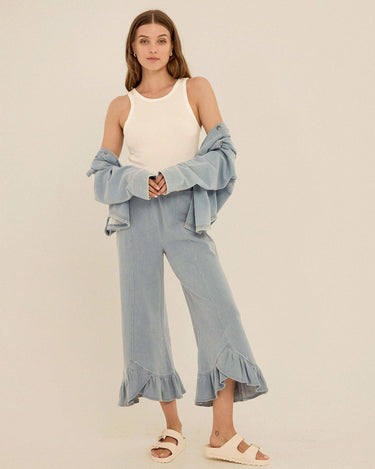 Blaire Denim Terry Button-Down Womens Tops Long Shirt Threads 4 Thought 