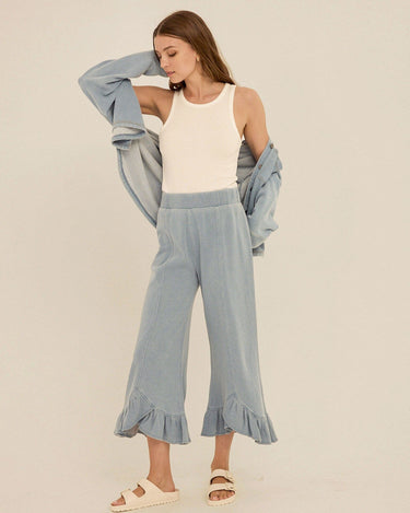 Blaire Denim Terry Button-Down Womens Tops Long Shirt Threads 4 Thought 