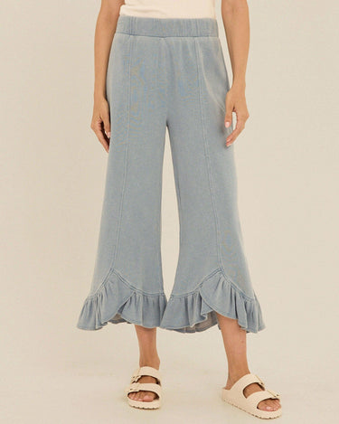 Akela Denim Terry Ruffle Capri Pant Womens Bottoms Pants Threads 4 Thought 
