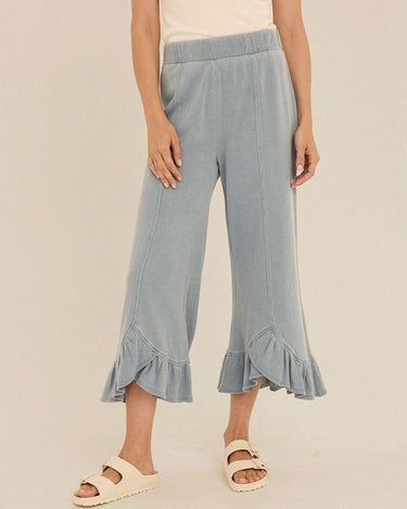 Akela Denim Terry Ruffle Capri Pant Womens Bottoms Pants Threads 4 Thought 
