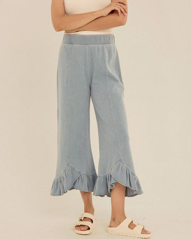 Akela Denim Terry Ruffle Capri Pant Womens Bottoms Pants Threads 4 Thought 