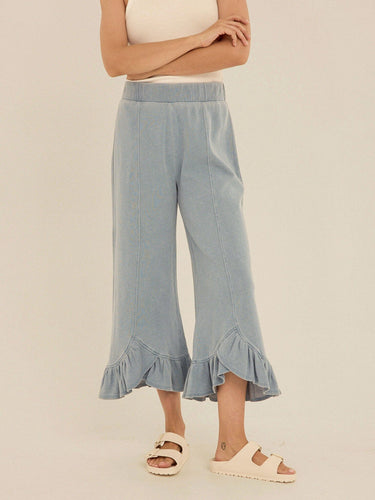 Akela Denim Terry Ruffle Capri Pant Womens Bottoms Pants Threads 4 Thought 