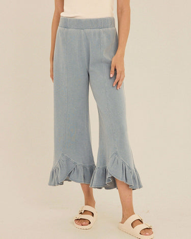 Akela Denim Terry Ruffle Capri Pant Womens Bottoms Pants Threads 4 Thought 