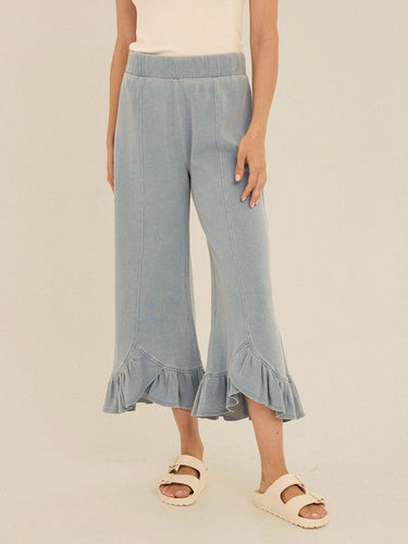 Akela Denim Terry Ruffle Capri Pant Womens Bottoms Pants Threads 4 Thought 