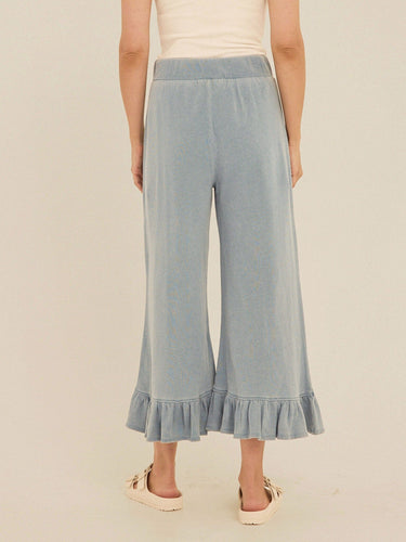 Akela Denim Terry Ruffle Capri Pant Womens Bottoms Pants Threads 4 Thought 