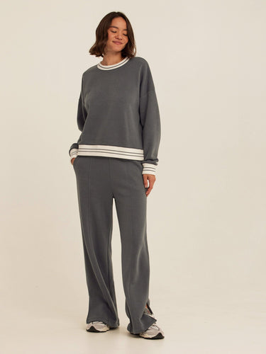 Bellona Triblend Fleece Collegiate Wide Leg Pant Womens Bottoms Sweatpants Threads 4 Thought 