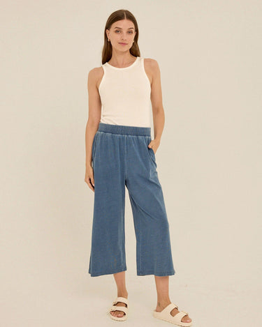 Ivanna Indigo Jersey Wide Leg Capri Pant Womens Bottoms Pants Threads 4 Thought 